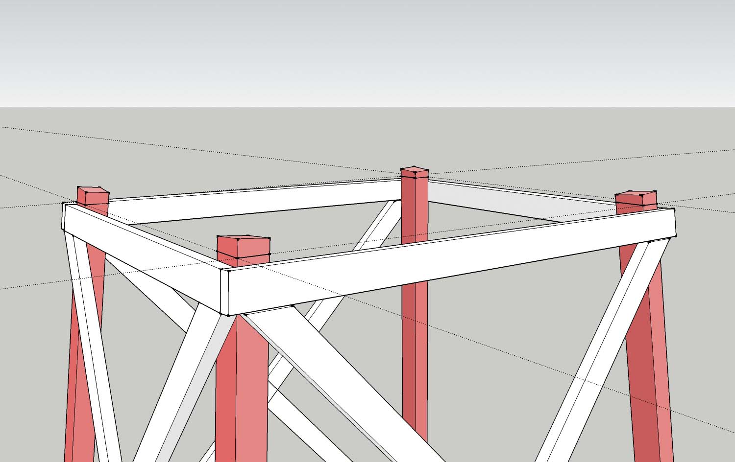 Schema de coupe des poteaux de la tour à eau
